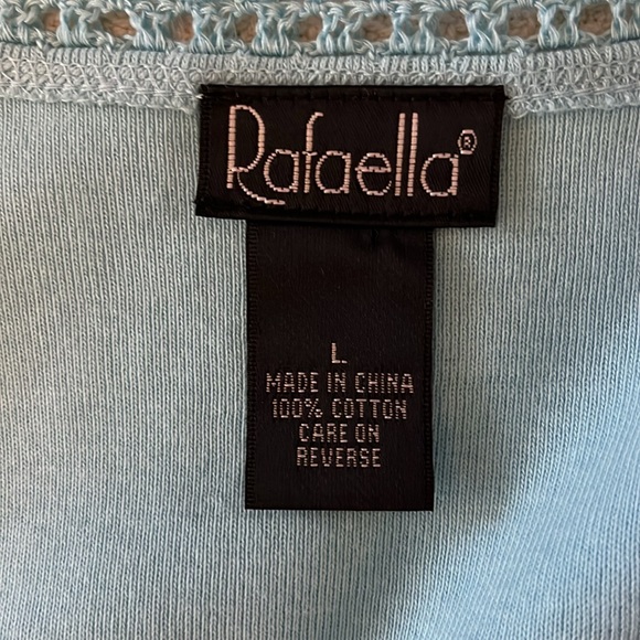 Rafaella -Light Aqua Women's Lg. Tee with Crochet Sleeves & scoop neck (Macy's) - Picture 7 of 9